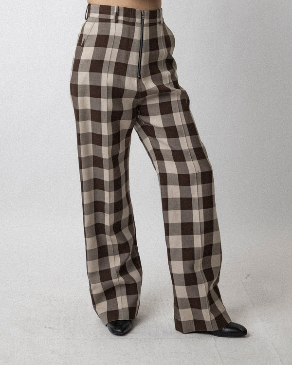 Brown Check Pants -  Waist 29''