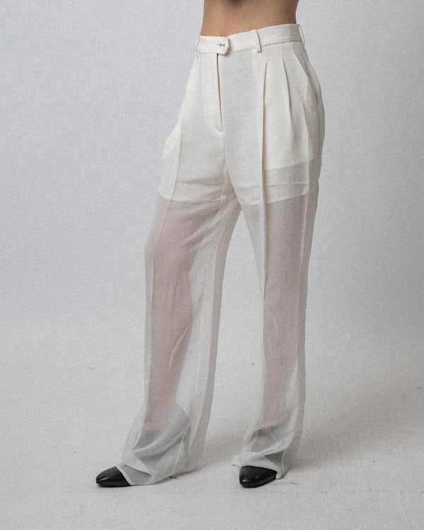 Combo Trouser Silk crepe / chiffon White-  Waist 30.5''