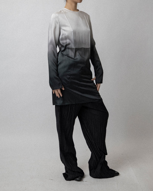 Creased Dress Ombre Silk Black-White - Cross Shoulder 15'' - small