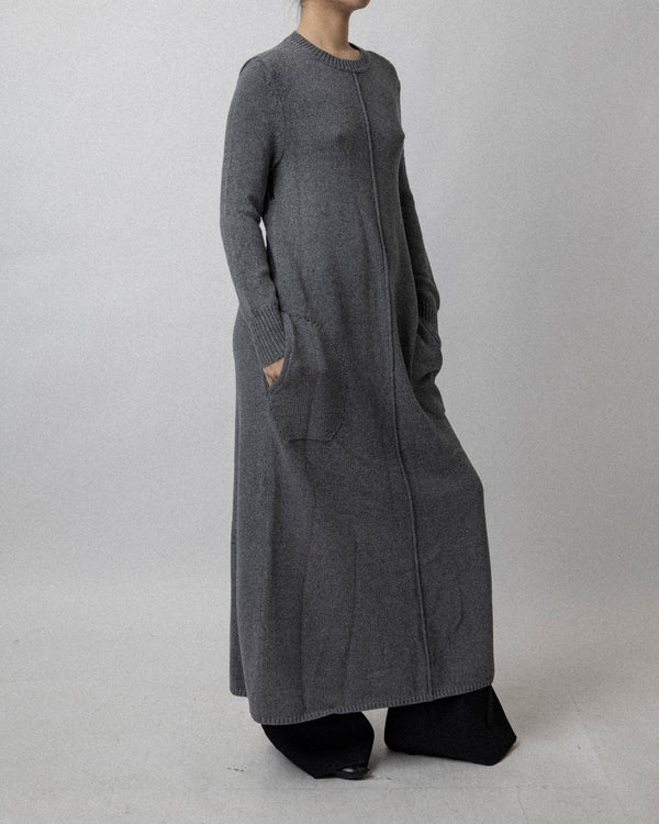 Crewneck Knit Dress Gray -  Cross shoulder 17''