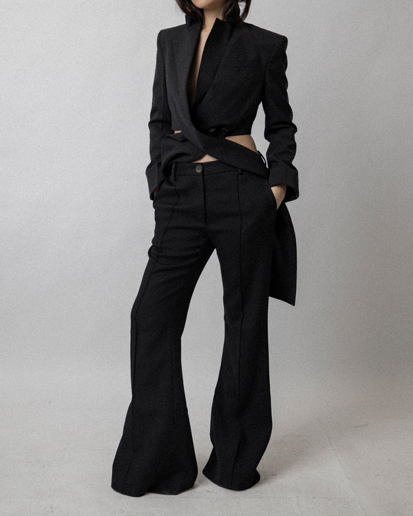 Cutaway Blazer Wool Black - Cross shoulder 16''