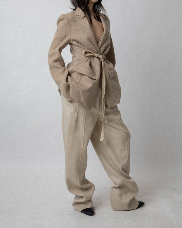 Double Faced Tight Blazer Tan - Cross Shoulder 17''