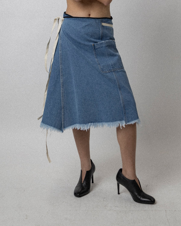 Apron Skirt Denim Light Blue - One Size