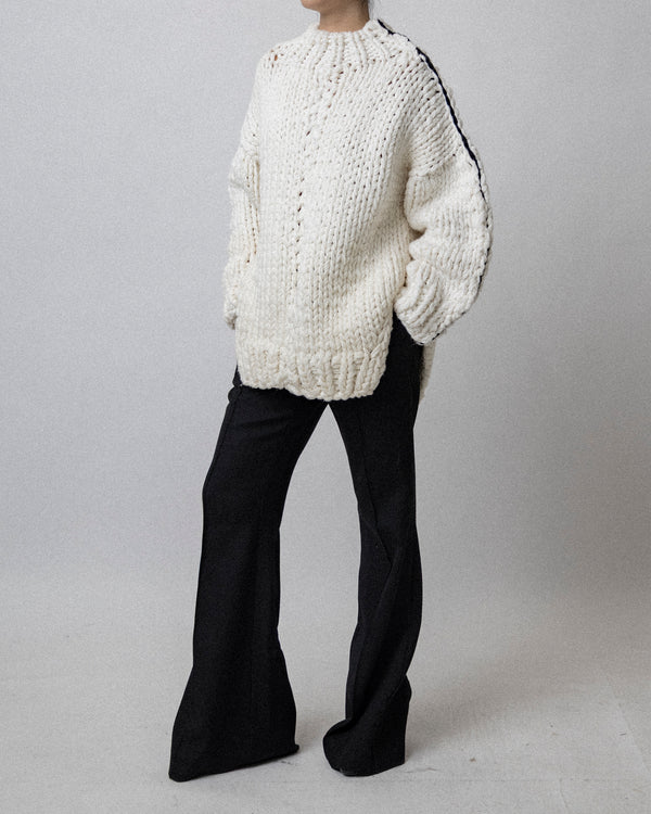 Hand Knit Peter Sweater White  - Cross shoulder 30''