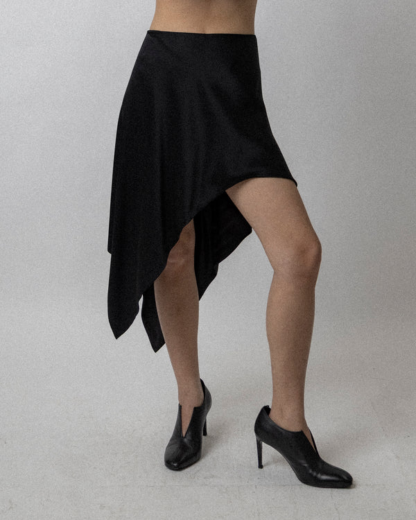 Scarf Hem Skirt Black Waist 32''