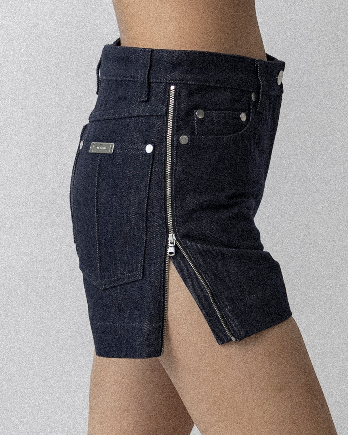 Side Zip Jean Short Dark Blue Waist 31'' S