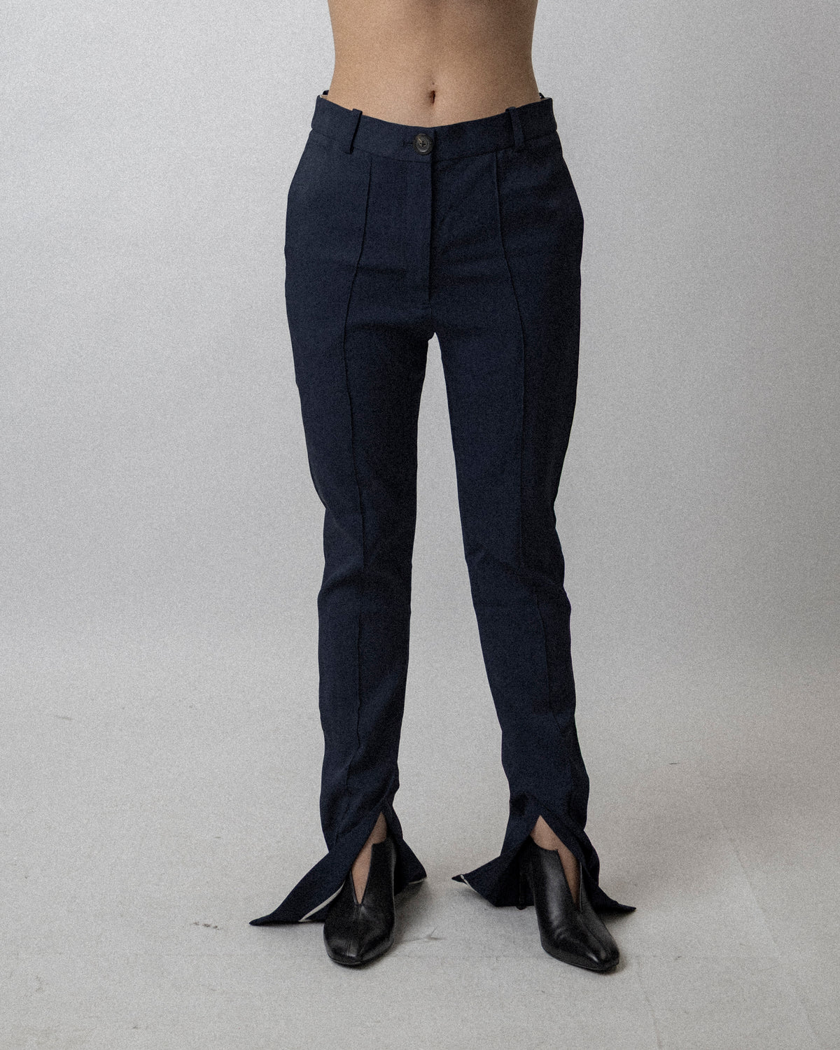 Slit Skinny Trouser Stretched Wool Navy - Waist 28''
