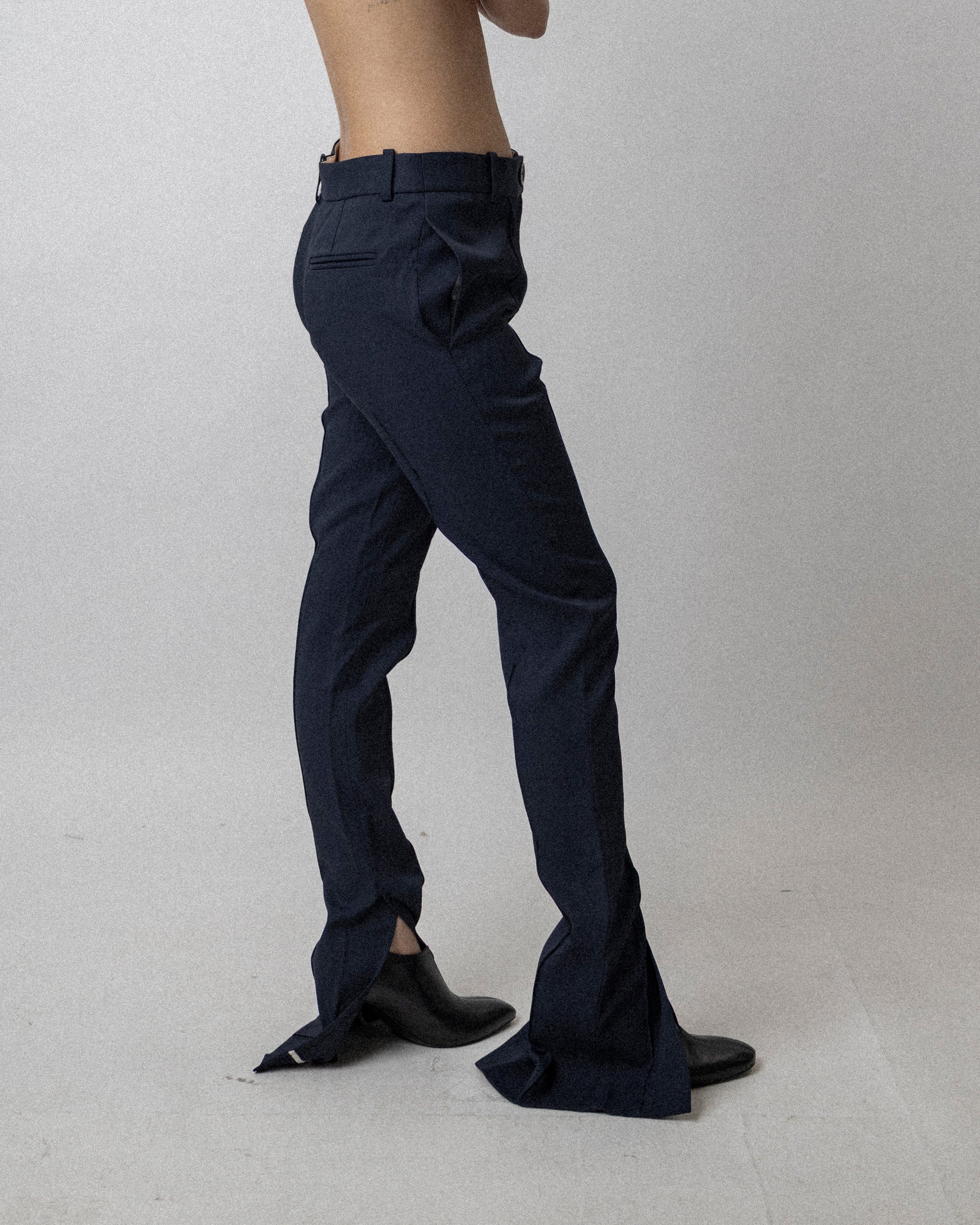 Slit Skinny Trouser Stretched Wool Navy - Waist 28''