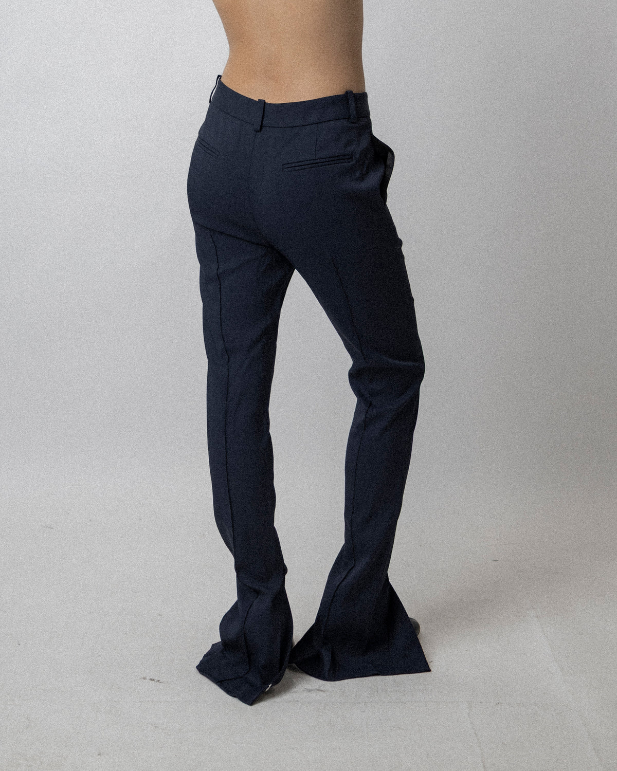 Slit Skinny Trouser Stretched Wool Navy - Waist 28''