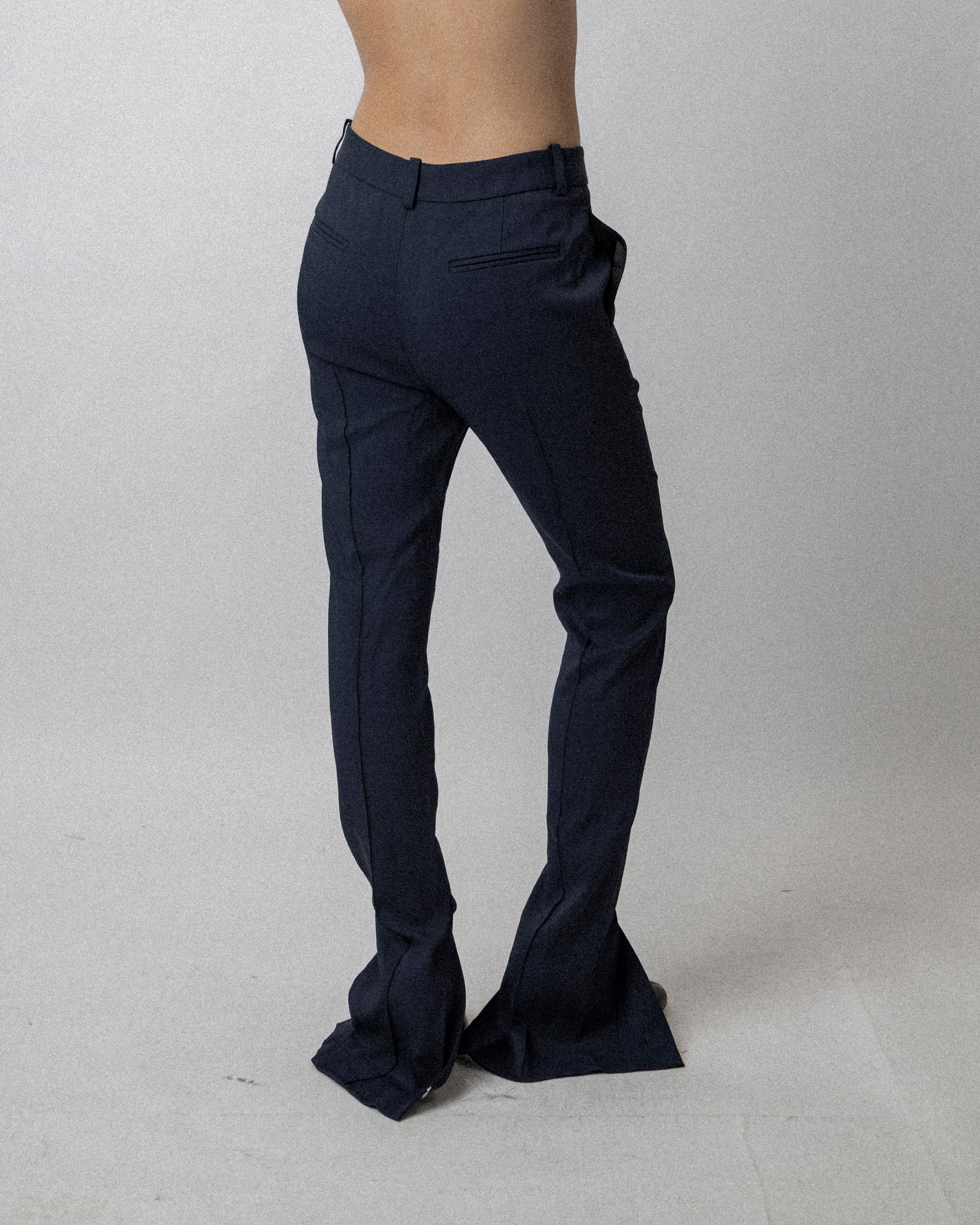 Slit Skinny Trouser Stretched Wool Navy - Waist 28''