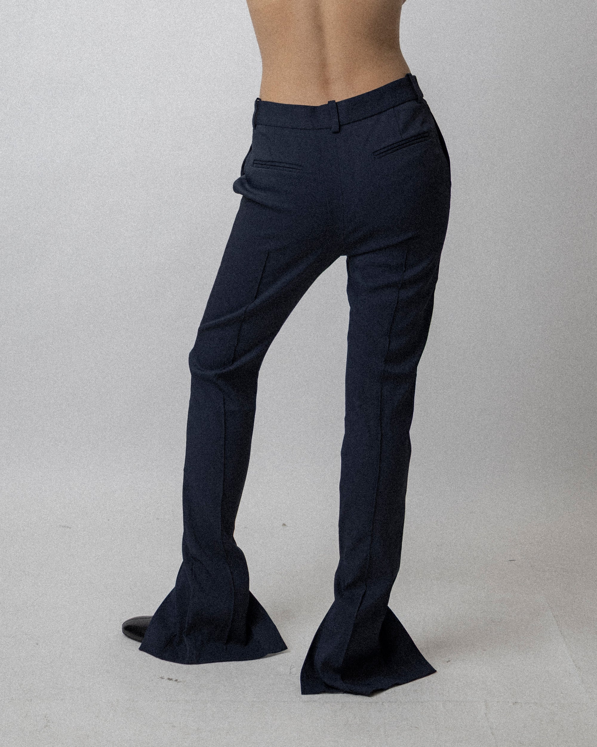Slit Skinny Trouser Stretched Wool Navy - Waist 28''