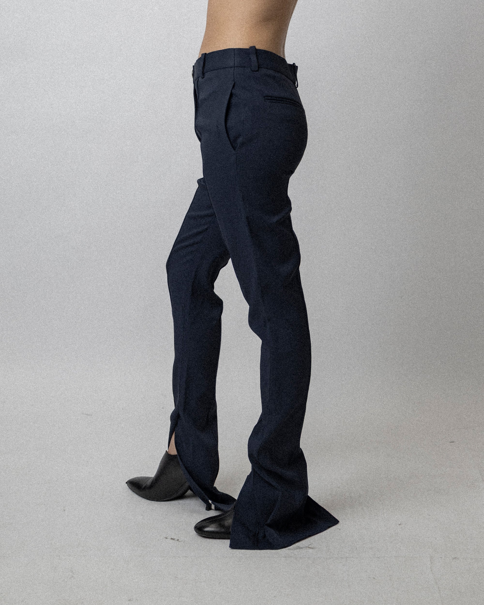 Slit Skinny Trouser Stretched Wool Navy - Waist 28''