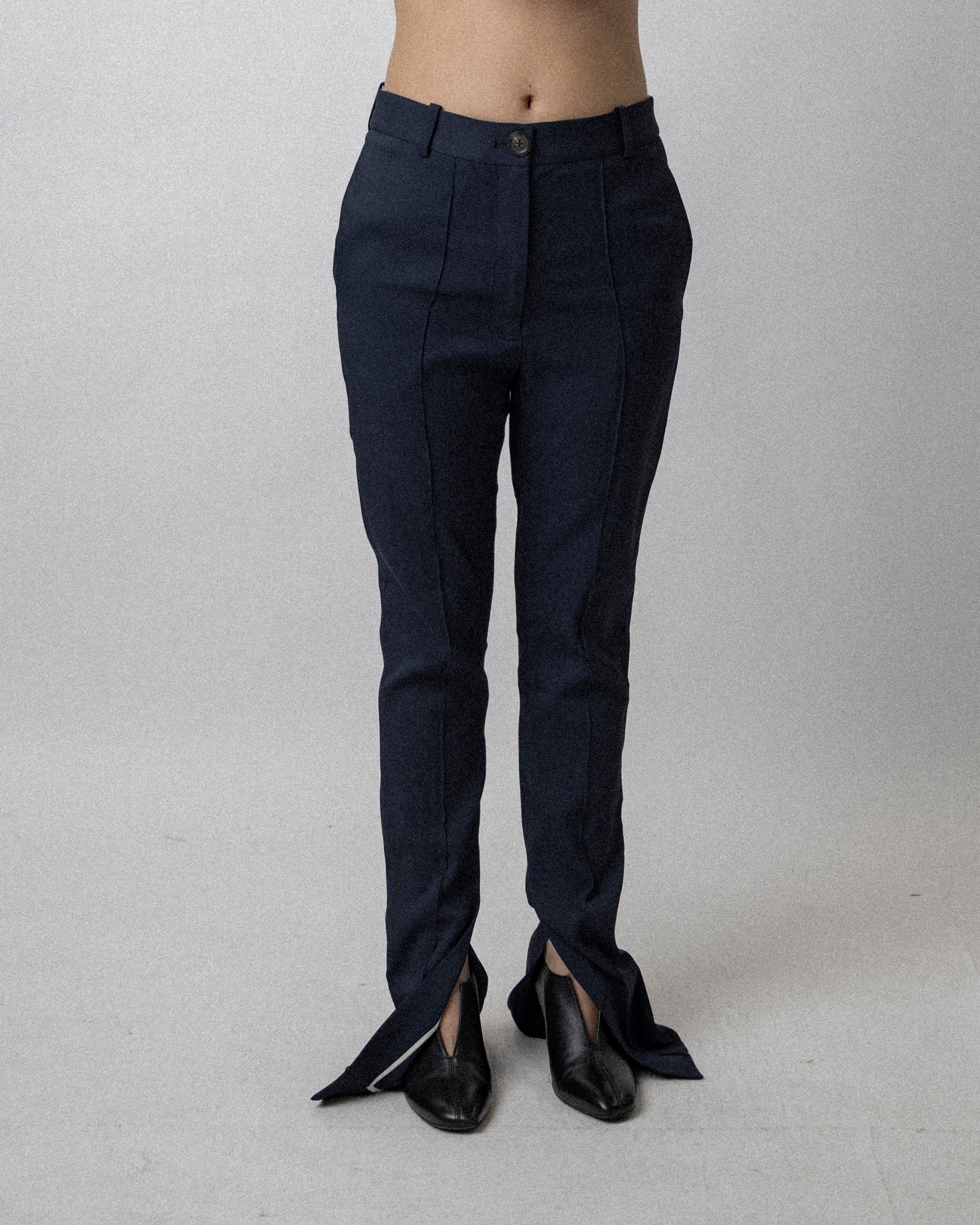 Slit Skinny Trouser Stretched Wool Navy - Waist 28''