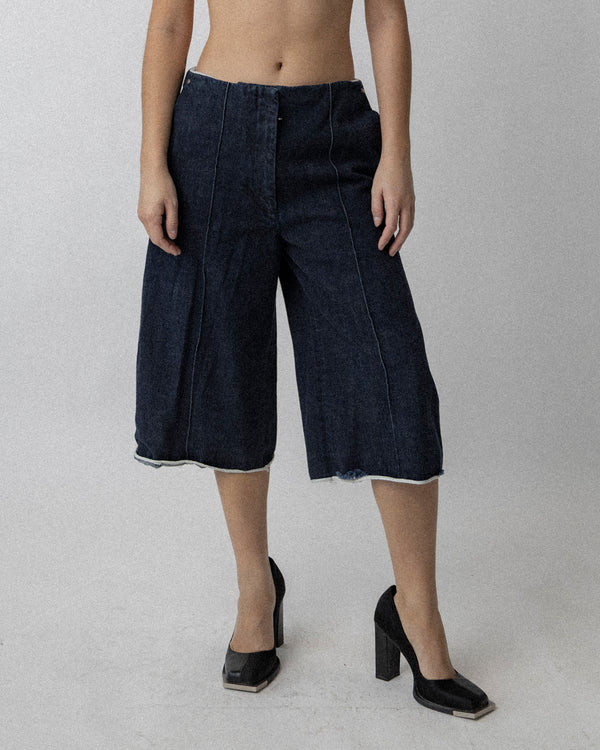 Washed Oversized Jean Short Dark- Blue Waist 32''